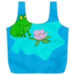 Frog Flower Lilypad Lily Pad Water Full Print Recycle Bags (L)  Front