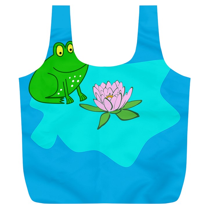 Frog Flower Lilypad Lily Pad Water Full Print Recycle Bags (L) 