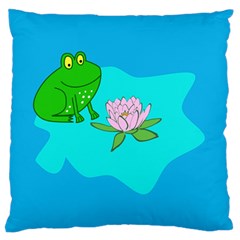 Frog Flower Lilypad Lily Pad Water Large Flano Cushion Case (one Side) by BangZart