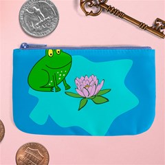 Frog Flower Lilypad Lily Pad Water Large Coin Purse by BangZart