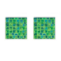 Green Abstract Geometric Cufflinks (square) by BangZart