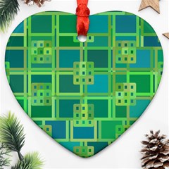 Green Abstract Geometric Heart Ornament (two Sides) by BangZart