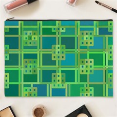 Green Abstract Geometric Cosmetic Bag (xxxl)  by BangZart