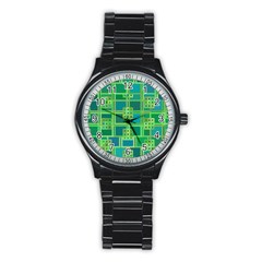 Green Abstract Geometric Stainless Steel Round Watch by BangZart