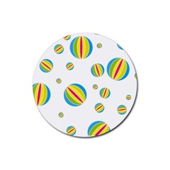 Balloon Ball District Colorful Rubber Round Coaster (4 Pack)  by BangZart