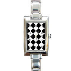 Grid Domino Bank And Black Rectangle Italian Charm Watch