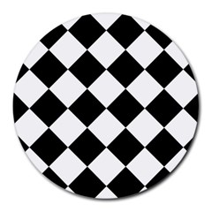 Grid Domino Bank And Black Round Mousepads