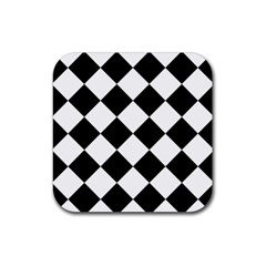 Grid Domino Bank And Black Rubber Coaster (Square) 