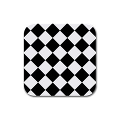 Grid Domino Bank And Black Rubber Square Coaster (4 pack) 