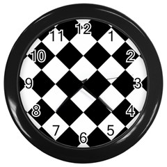 Grid Domino Bank And Black Wall Clocks (Black)