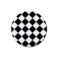 Grid Domino Bank And Black Rubber Coaster (Round) 