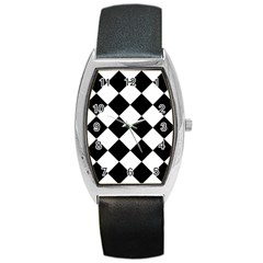 Grid Domino Bank And Black Barrel Style Metal Watch