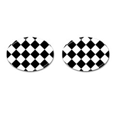 Grid Domino Bank And Black Cufflinks (Oval)