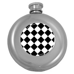 Grid Domino Bank And Black Round Hip Flask (5 Oz) by BangZart