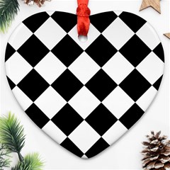 Grid Domino Bank And Black Heart Ornament (Two Sides)