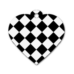 Grid Domino Bank And Black Dog Tag Heart (Two Sides)