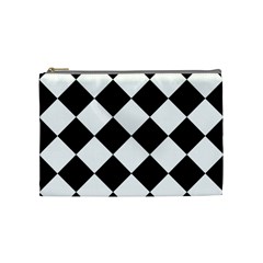 Grid Domino Bank And Black Cosmetic Bag (Medium) 