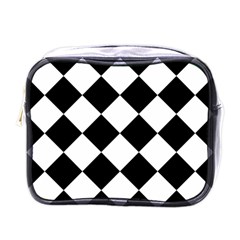 Grid Domino Bank And Black Mini Toiletries Bags