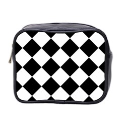 Grid Domino Bank And Black Mini Toiletries Bag 2-Side