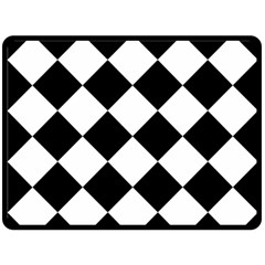 Grid Domino Bank And Black Fleece Blanket (Large) 