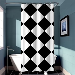 Grid Domino Bank And Black Shower Curtain 36  x 72  (Stall) 