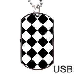 Grid Domino Bank And Black Dog Tag USB Flash (Two Sides)