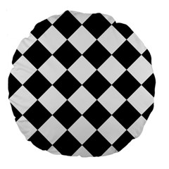 Grid Domino Bank And Black Large 18  Premium Flano Round Cushions