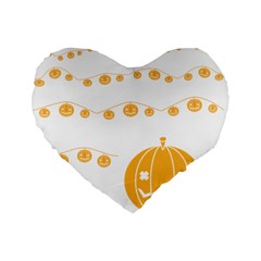 Pumpkin Halloween Deco Garland Standard 16  Premium Flano Heart Shape Cushions by BangZart