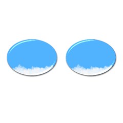 Sky Blue Blue Sky Clouds Day Cufflinks (oval) by BangZart