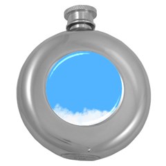 Sky Blue Blue Sky Clouds Day Round Hip Flask (5 Oz) by BangZart