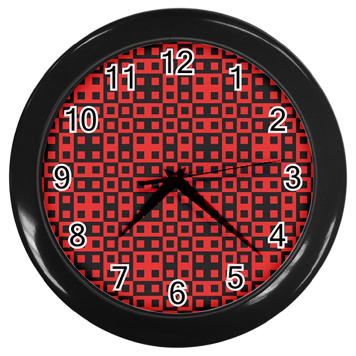 Abstract Background Red Black Wall Clocks (Black)