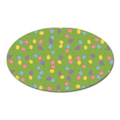 Balloon Grass Party Green Purple Oval Magnet by BangZart