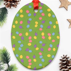 Balloon Grass Party Green Purple Oval Ornament (two Sides) by BangZart