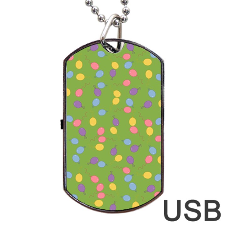 Balloon Grass Party Green Purple Dog Tag USB Flash (One Side)