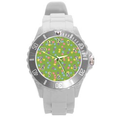 Balloon Grass Party Green Purple Round Plastic Sport Watch (l) by BangZart