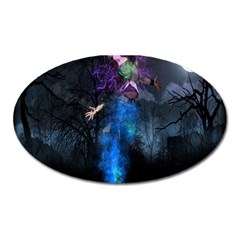 Magical Fantasy Wild Darkness Mist Oval Magnet by BangZart