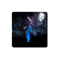 Magical Fantasy Wild Darkness Mist Square Magnet by BangZart