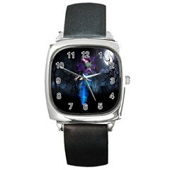 Magical Fantasy Wild Darkness Mist Square Metal Watch by BangZart