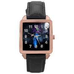 Magical Fantasy Wild Darkness Mist Rose Gold Leather Watch  by BangZart