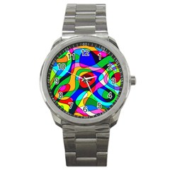 Digital Multicolor Colorful Curves Sport Metal Watch by BangZart