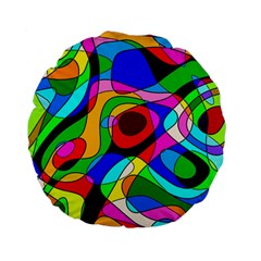 Digital Multicolor Colorful Curves Standard 15  Premium Flano Round Cushions by BangZart