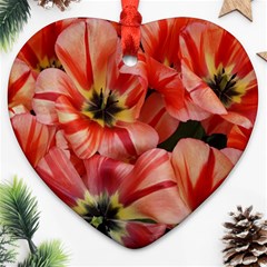 Tulips Flowers Spring Ornament (heart) by BangZart