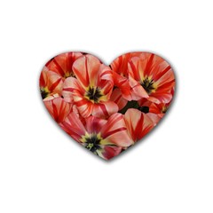 Tulips Flowers Spring Rubber Coaster (heart)  by BangZart