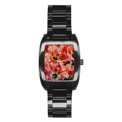 Tulips Flowers Spring Stainless Steel Barrel Watch by BangZart