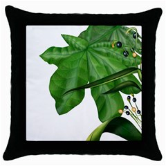 Plant Berry Leaves Green Flower Throw Pillow Case (black) by BangZart