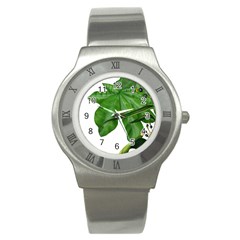 Plant Berry Leaves Green Flower Stainless Steel Watch by BangZart