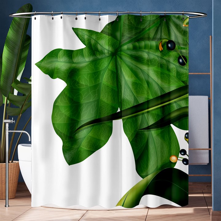 Plant Berry Leaves Green Flower Shower Curtain 60  x 72  (Medium) 