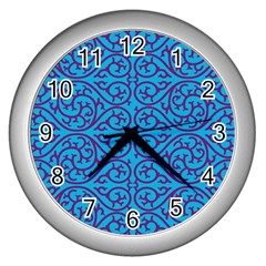 Monogram Blue Purple Background Wall Clocks (silver)  by BangZart