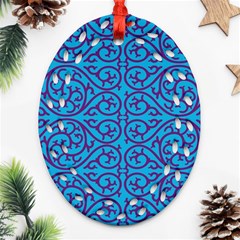 Monogram Blue Purple Background Oval Filigree Ornament (two Sides) by BangZart