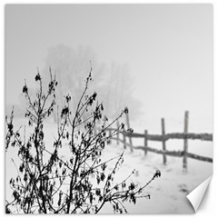 Snow Winter Cold Landscape Fence Canvas 20  X 20   by BangZart